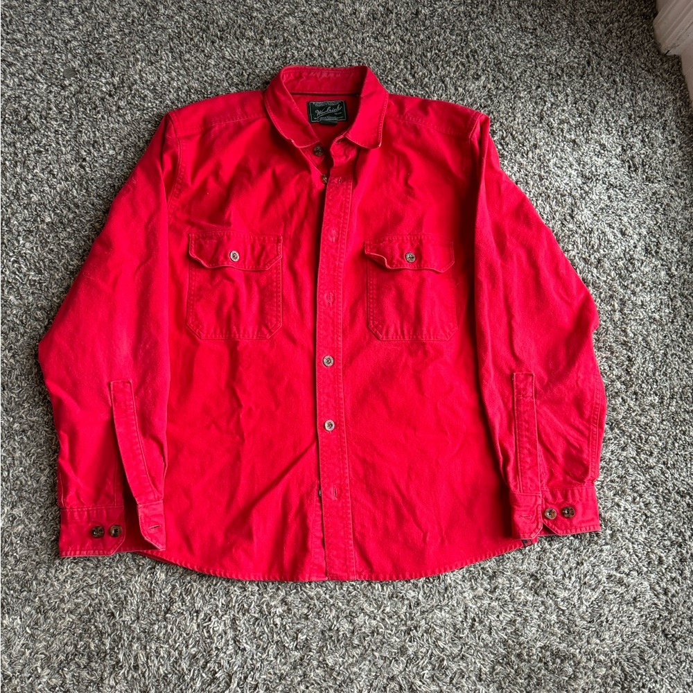 Woolrich Red Flannel Shirt Sz M. Heavy, warm flannel.